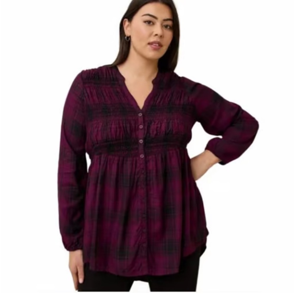 Torrid Women's PLAID Purple Tunic SZ 5X
